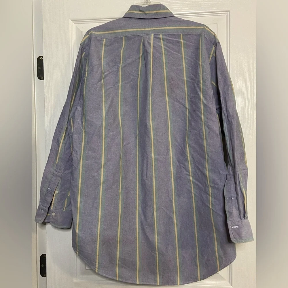 VTG Polo Ralph Lauren Oxford Shirt Pastel Color Block Stripe Button 16 1/2-33